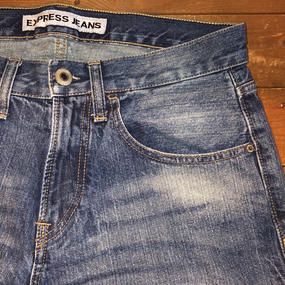 Express men’s jean shorts dark wash 30 - Picture 3 of 8